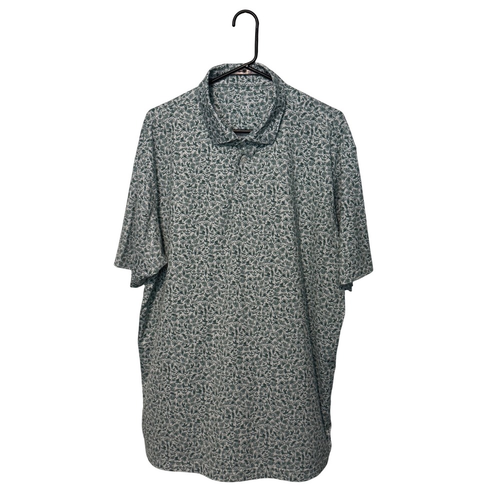 Rhoback Performance Polo Shirt Mens XXL Green Floral Print Short Sleeve Golf